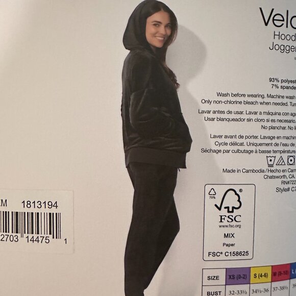 Felina Women's Luxe Velour Track Suit Size XXL Black Soft Loungewear Relax Fit - Picture 5 of 13